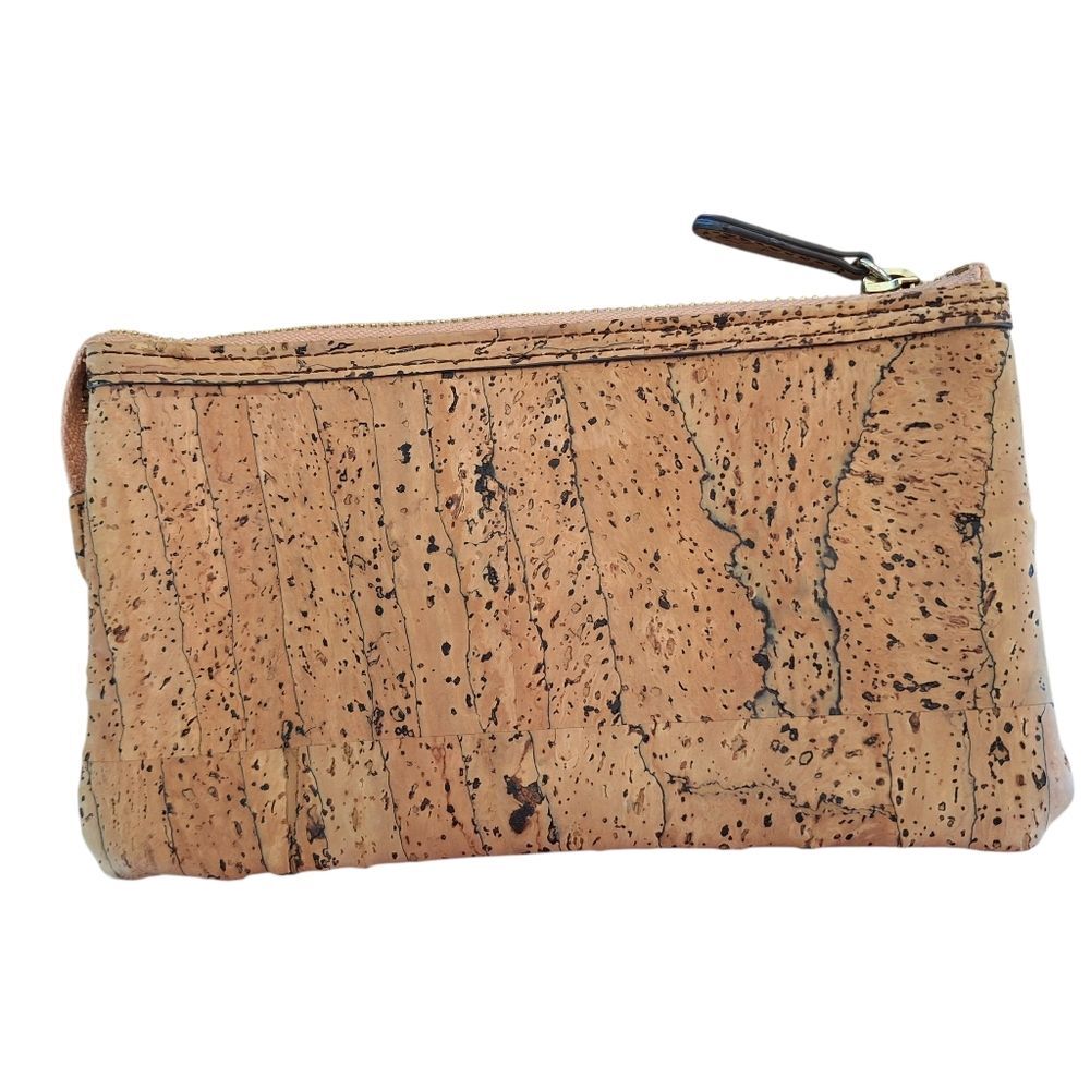 Queork Natural Cork Zip Wallet Clutch Bag Pouch Sustainable Antimicrobial